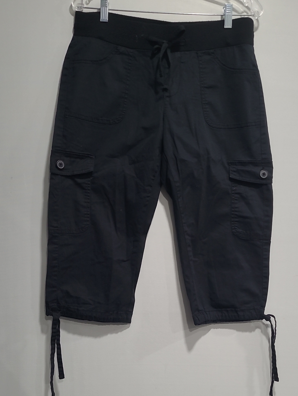 Womens Black Cargo Jogger Pants - Comfortable Casual Wear Sz M